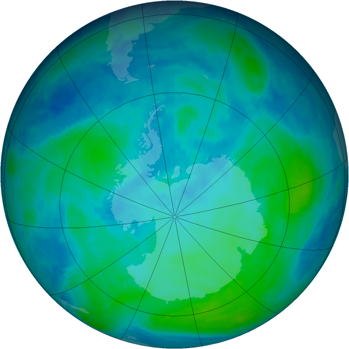 Antarctic ozone map for 23 February 1998